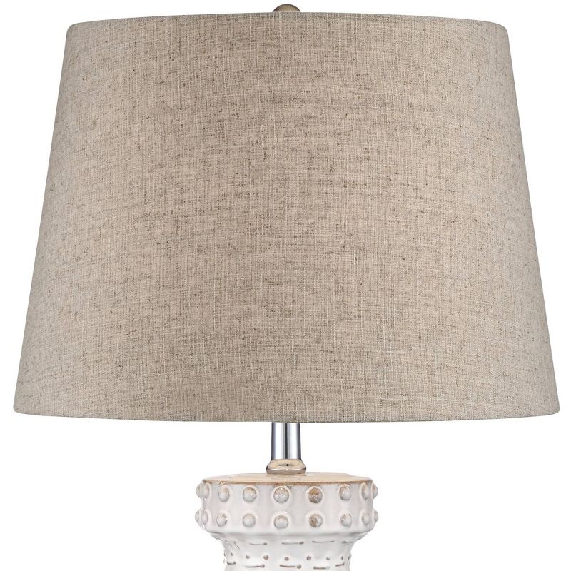 360 Lighting Helene Country Cottage Table Lamp with Black Round Riser 30 1/4" Tall Cream White Ceramic Tan Linen Drum Shade for Bedroom Living Room, 3 of 6