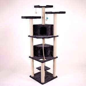 82 Inches Multi-Level Big Cat Tree. Tall Multi-Cats Tower with 2 Big Cat Condos A8202 - 1 of 4