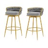 DOMETOUR Swivel Counter Height Bar Stools Set of 2 with Hand-Woven Backrest & Metal Legs Low Back Upholstered Chairs for Island Dining Room - 3 of 4