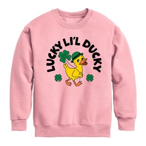 Boys' - Instant Message - St. Patrick's Day Lucky Lil Ducky Graphic Long Sleeve Fleece Sweatshirt - 1 of 4