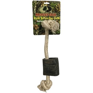 Mossy Oak: Water Buffalo Horn & Tug Dog Chew - 12" Knotted Natural Cotton Rope - 1 of 4