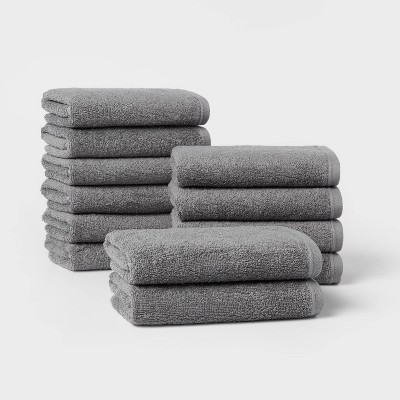 12pk Everyday Hand Towel Bundle Dark Gray - Room Essentials™