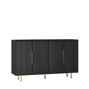Lyngins Sideboard Buffet Cabinets with 4 Doors Metal Handles,Metal Legs,Corrugated Fluted Coffee Bar Cabinets,Credenzas for Kitchen,Entryway - 1 of 4