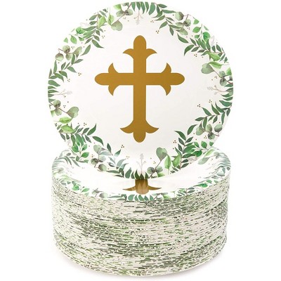 Sparkle and Bash 80 Packs Church with Religious Theme Disposable Paper Plates 7"