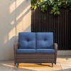 POCASSY 49.5" Wide Outdoor Glider Loveseat, All Weather Brown Wicker Rattan Patio Loveseat Glider for Porch Deck Garden - 3 of 4