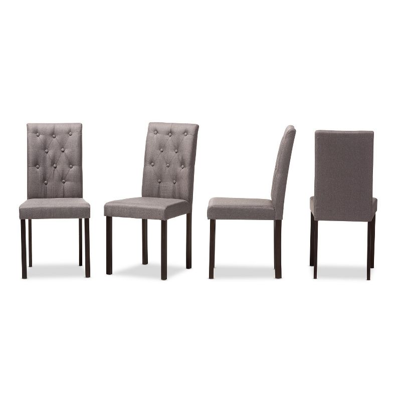 Set of 4 Gardner Finished Dining Chairs Gray/Dark Brown - Baxton Studio: Upholstered, Tufted, Solid Wood Frame, 1 of 7