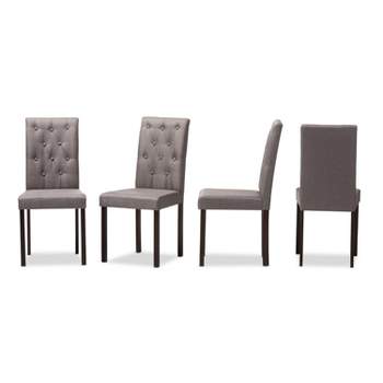 Set of 4 Gardner Finished Dining Chairs Gray/Dark Brown - Baxton Studio: Upholstered, Tufted, Solid Wood Frame