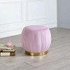 Simple Relax Upholstered Round Ottoman with Metal Base in Pink and Gold - 2 of 4