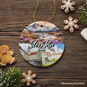 Artistic Slovakia Landmarks Ornament, Slavic Heritage and Culture Christmas Gift and Bratislava Travel Souvenir| OrnamentallyYou - 1 of 4