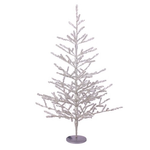 Northlight 3' Pre-lit Led Silver Tinsel Twig Artificial Christmas Tree ...