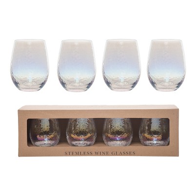 VIP Glass 18.7 in. Clear Rainbow Embossed Beverage Tumbler Set of 4