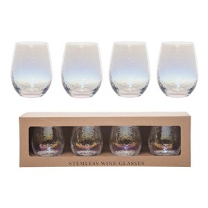 VIP Glass 18.7 in. Clear Rainbow Embossed Beverage Tumbler Set of 4 - 1 of 2