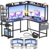 Aheaplus L Shaped Gaming Desk with Led Light & Hutch, Reversible Home Office Desk - 2 of 4