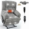 Chenille Dual Motor Power Lift Recliner Chair, 350 LBS Capacity, Infinite Position, Massage & Lumbar Heating, Electric Recliner with Remote Control - 4 of 4