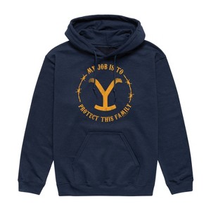 Men's - Yellowstone - My Job Is To Protect This Family Barbed Wire Logo Graphic Fleece Pullover Hoodie - 1 of 4