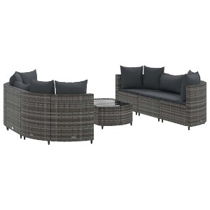vidaXL Patio Sofa Set with Cushions Lounge Setting Outdoor Furniture Poly Rattan - Gray 6 Piece - 1 of 4