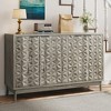 Modern Style Dining Cabinet Storage Cabinet With 4 Diamond Shaped Embossed Doors Gray - 3 of 4