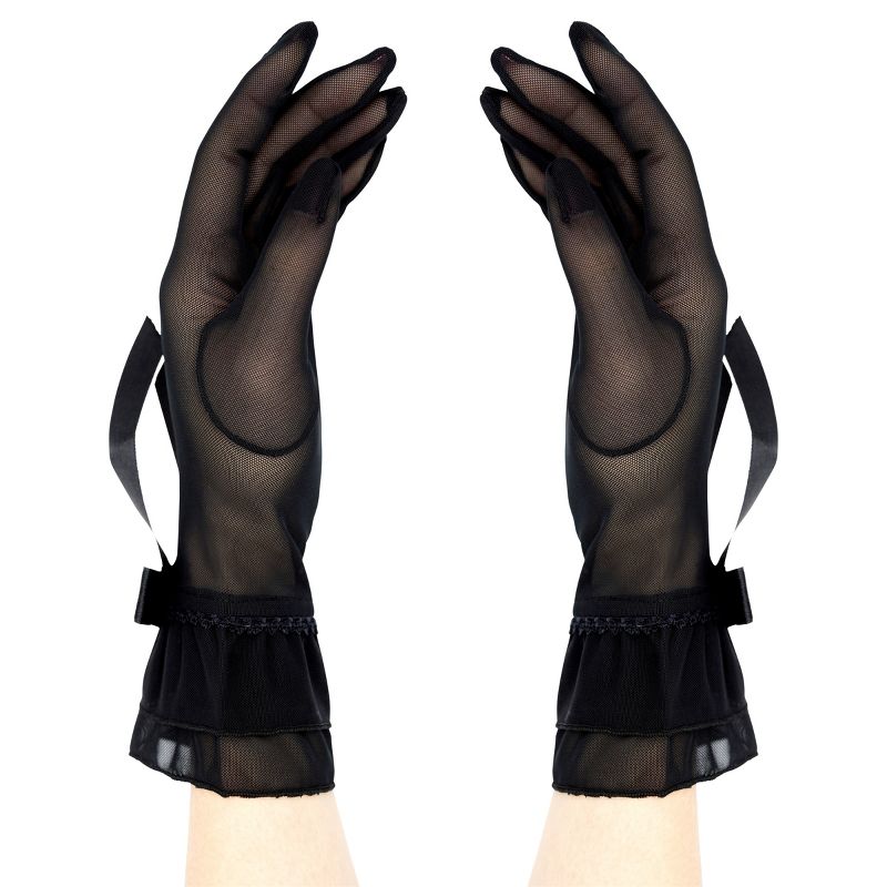 LECHERY Women's Mesh Gloves With Bow (1 Pair) - One Size, Black, 3 of 7