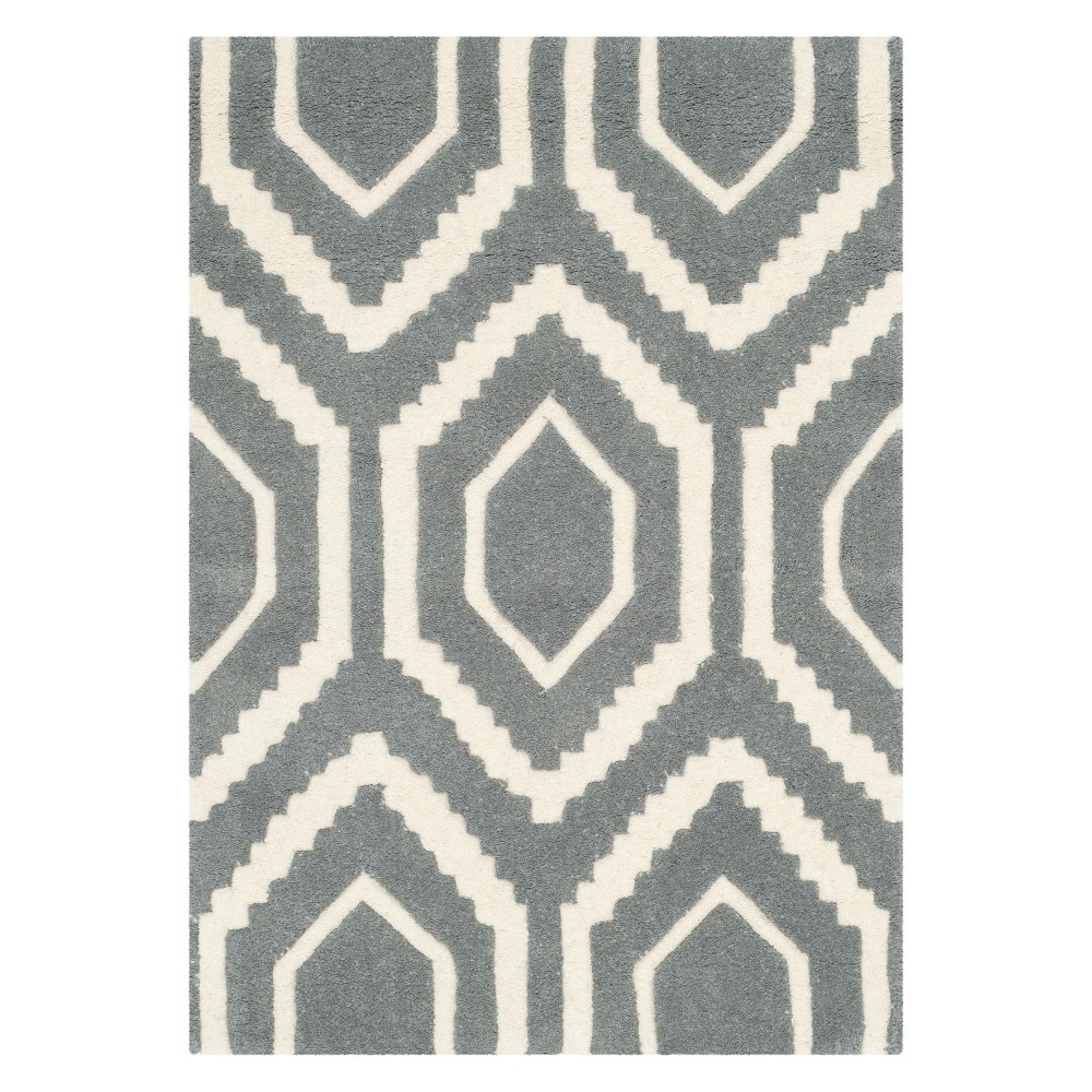 2'x3' Kay Geometric Tufted Accent Rug Dark Gray/Ivory - Safavieh