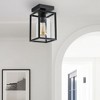 DORESshop 5.51 in. 1-Light Black Farmhouse Industrial Retro Cage Semi Flush Mount with Glass Shade for Living room, Bedroom, Foyer - 2 of 4