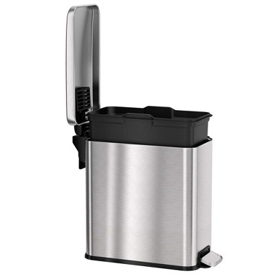Slim Brushed Stainless Steel 3-Gallon Step Trash Can