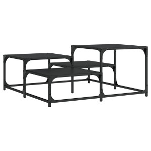 vidaXL Black Engineered Wood Coffee Table - Contemporary Sofa Center Desk with Metal Frame - 1 of 4