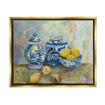 Stupell Industries Lemons and Pottery Yellow Blue Classical Painting