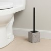 Evideco French Home Goods Modern Square Toilet Brush and Holder Set with Black Metallic Handle, Stone-Effect Design - 2 of 4