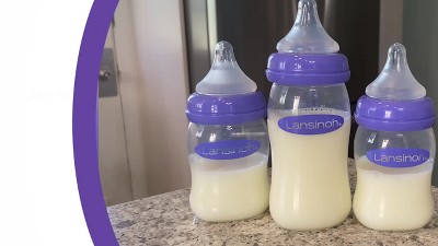 Lansinoh Baby Bottles for Breastfeeding Babies, 5 Ounces, 3 Count, Includes  3 Slow Flow Nipples (Size 2S)