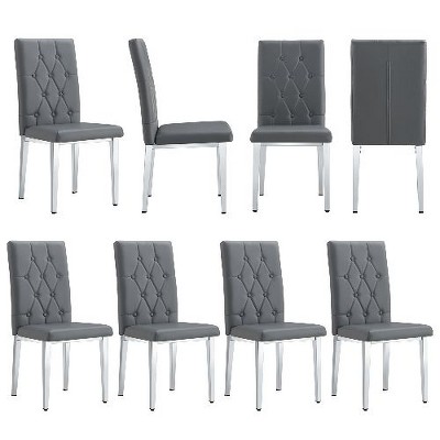 CAVINAS Velvet Armless Chairs, Dining Chairs with Metal Legs, Grid and Buckle Design for Kitchen, Conference Room, Living Room