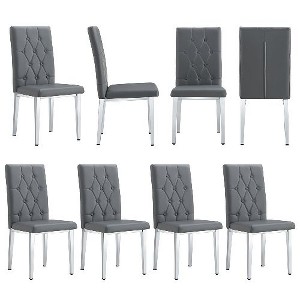 CAVINAS Velvet Armless Chairs, Dining Chairs with Metal Legs, Grid and Buckle Design for Kitchen, Conference Room, Living Room - 1 of 4