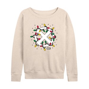 Women's - Marvel - Holiday Xmen Logo Lightweight French Terry Wide Neck Long Sleeve Shirt - 1 of 4