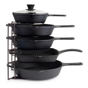 Cuisinel Pots and Pans Organizer - Heavy Duty Rack for Cast Iron Skillets & Griddles. Holds 50 lbs, Horizontal/Vertical, Bronze 12.2", No Assembly - 1 of 4