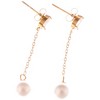 Anna-Kaci Teardrop Crystal and Pearl Dangle Earrings with Delicate Chain - 2 of 4