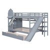 PAGED Wooden Castle Bunk Bed Loft Bed, Twin over Twin Bed Frame with Drawers, Shelves, Slide, Stairs and Guardrail for Kids, Teens - 4 of 4