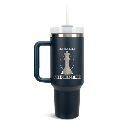 100 North Tastes Like Checkmate Queen Chess Piece Wrap-Around 40 Oz. Stainless Steel Water Bottle Coffee Mug, Spill & Leak Resistant, Travel Tumbler