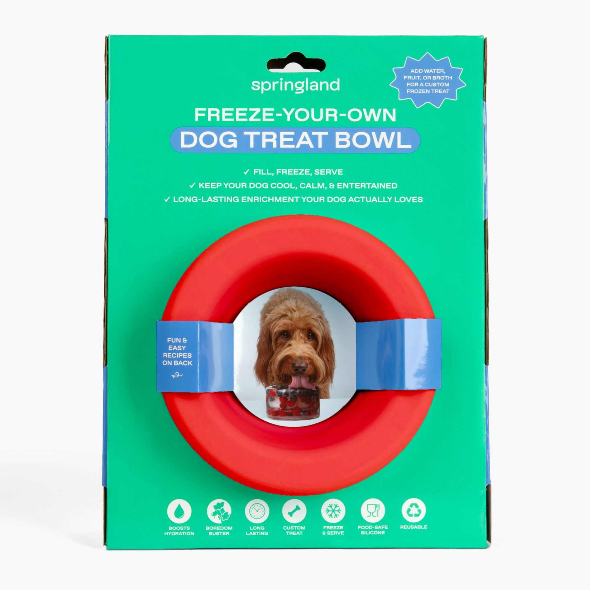 Springland Freeze-Your-Own Dog Treat Bowl - Red
