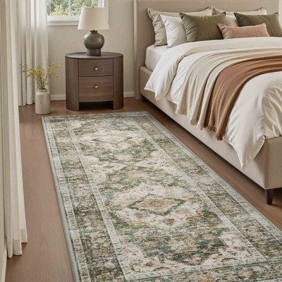 MontVoo Oriental Machine Washable Area Rug Sage Green