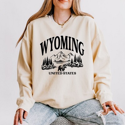 Simply Sage Market Women's Lightweight Garment Dyed Graphic Sweatshirt Wyoming Forest Scene