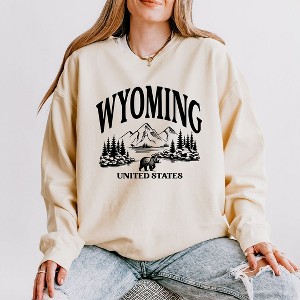 Simply Sage Market Women's Lightweight Garment Dyed Graphic Sweatshirt Wyoming Forest Scene - 1 of 4