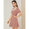Allegra K Women's Summer Sweetheart Neck Ruffled Hem Puff Short Sleeve Polka Dots Dress - 4 of 4
