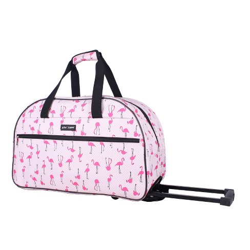 Betsey Johnson Wheeled Weekender Bag Flamingo Strut