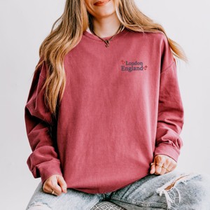 Simply Sage Market Embroidered London England Stars Lightweight Garment Dyed Sweatshirt - 1 of 4