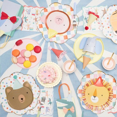 Animal Parade Scalloped Luncheon Napkins with Gold Foil, Pack of 16