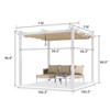 PURPLE LEAF Outdoor Aluminum Pergola Patio White Metal Pergola with Sun Shade Retractable Canopy for Backyard Garden Deck - 2 of 4