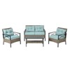 GlasFlength Patio Seating Sets 4PCS Rattan Furniture Set Table Chairs,Set with Cushions Outdoor, Sofa Armrest Garden, Green, 44.8"*22.8"*9.8" - 3 of 4
