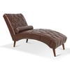 60.24" PU Upholstered Chaise Lounge with Rolling Pillow and Birch Gourd Legs - 4 of 4