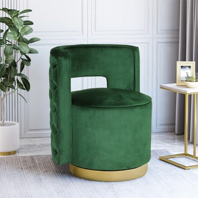 Arm Chairs, Modern Tufted Velvet Accent Chairs With Metal Base, Swivel Round Barrel Chair, Single Sofa Reading Seats For Living Room