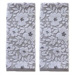 2pc Floral Jacquard Hand Towel Set Gray - SKL Home - 1 of 4