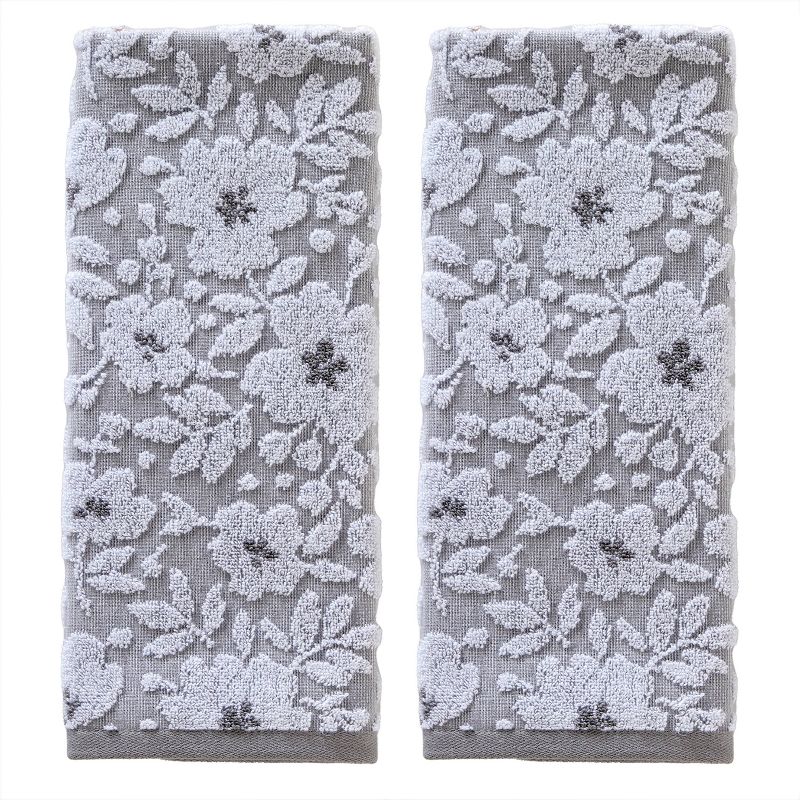 2pc Floral Jacquard Hand Towel Set Gray - SKL Home, 1 of 7